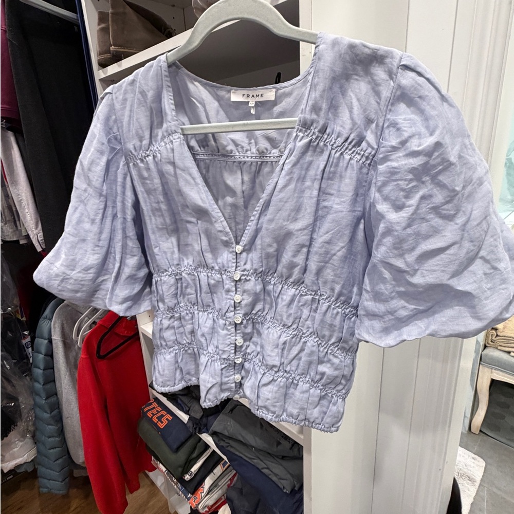 Frame Denim Women's Soft Blue Blouse